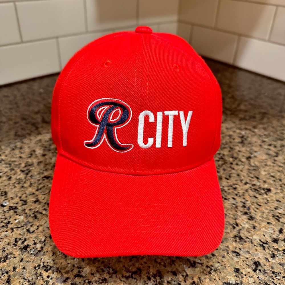 Tacoma Rainiers R CITY Logo Baseball Cap Red Strap Back Adjustable